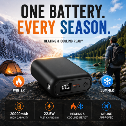 LITEGUEST 20,000 mAh Ultra-Compact Power Bank – Heated & Cooling Ready