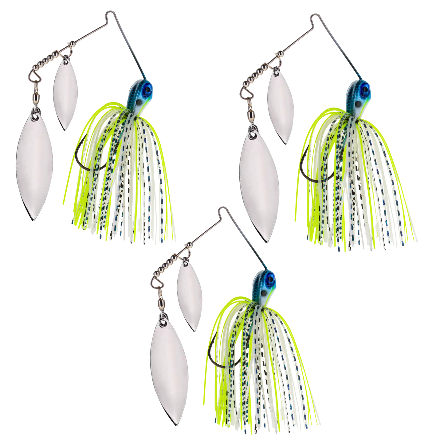 Reaction Tackle Lead Double Willow Blade Spinnerbait Jigs (3-Pack) - New