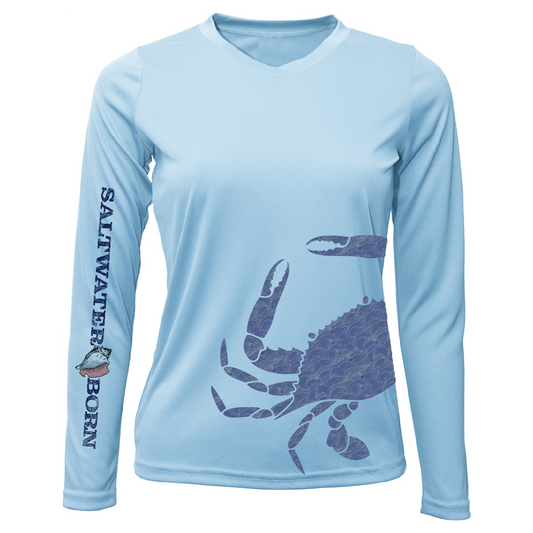 Blue Crab Wrap Women's Long Sleeve UPF 50+ Dry-Fit Shirt