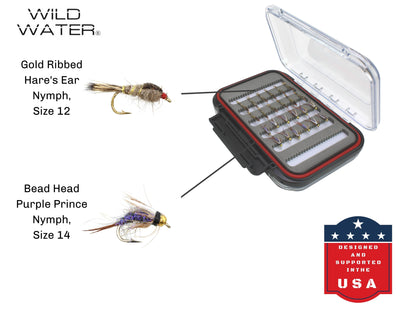 Wild Water Nymph Assortment, 48 Flies with Large Fly Box | SendIt Sailing