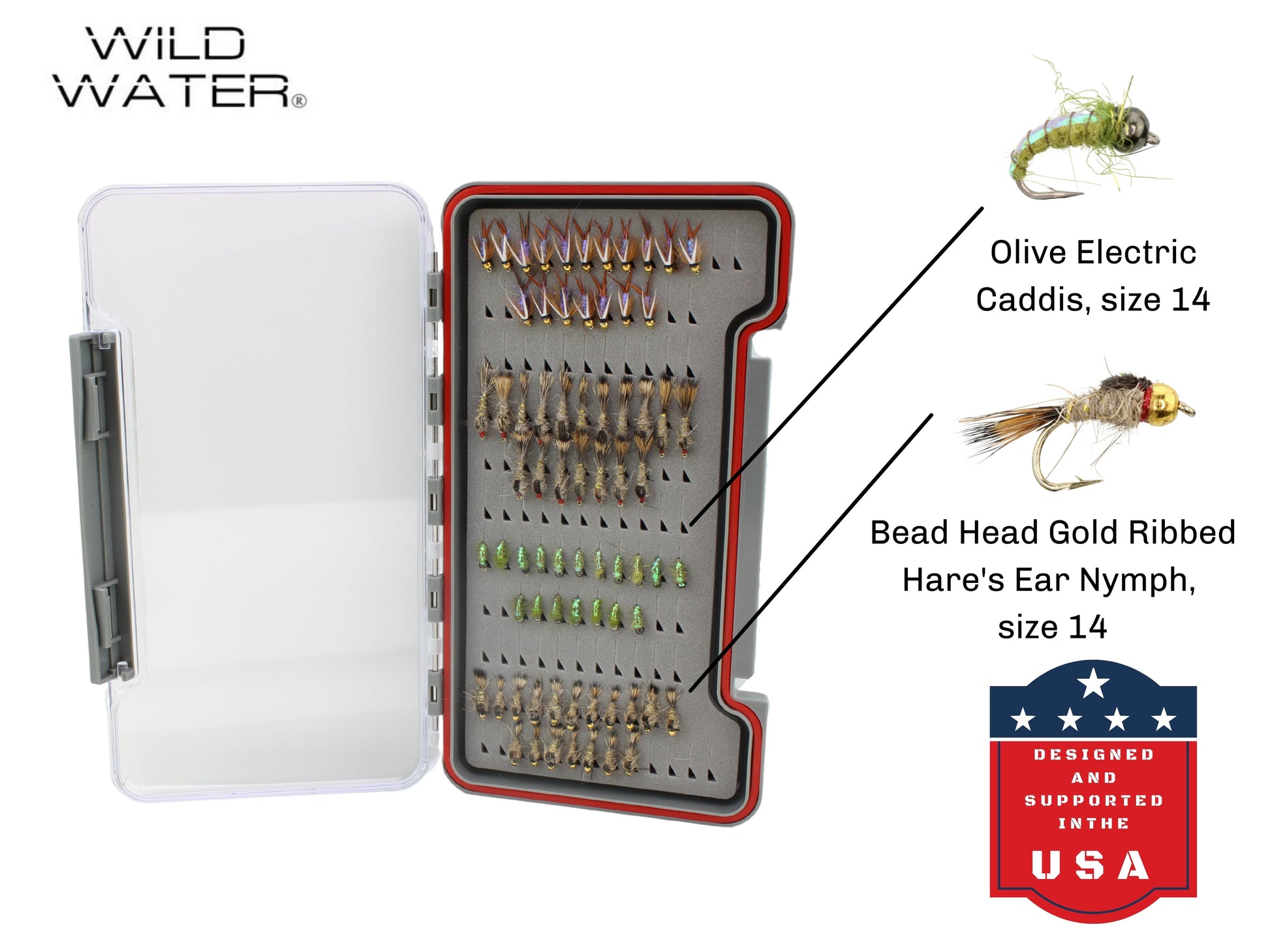 Wild Water Nymph Assortment, 72 Flies with Wild Waterfts Thin Fly Box | SendIt Sailing