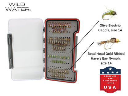 Wild Water Nymph Assortment, 72 Flies with Wild Waterfts Thin Fly Box | SendIt Sailing