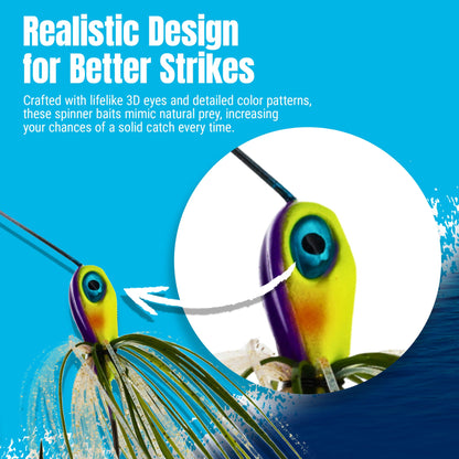 Reaction Tackle Lead Double Willow Blade Spinnerbait Jigs (3-Pack) - New