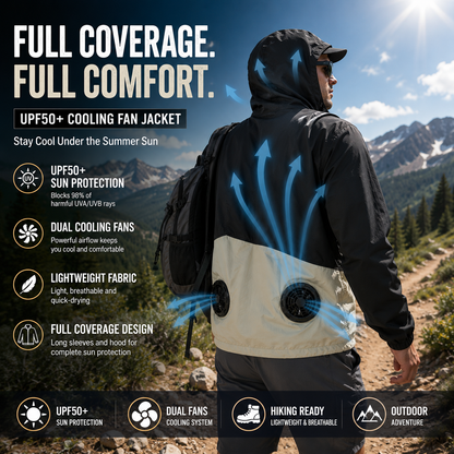 Liteguest UPF50+ Cooling Fan Jacket for Fishing, Hiking & Work