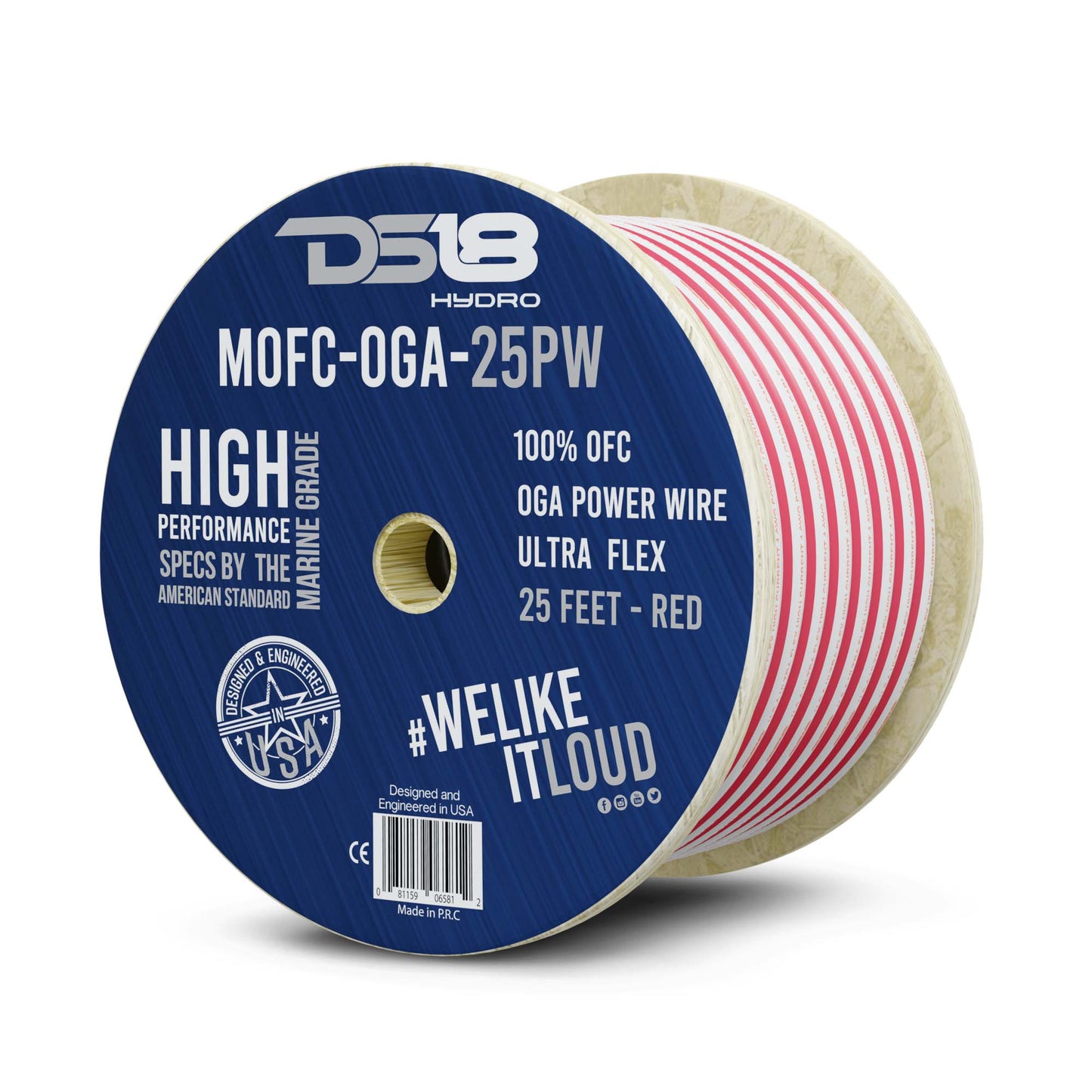 DS18 0-GA Marine Grade Tinned 100% Copper OFC Power Wire -25 Feet