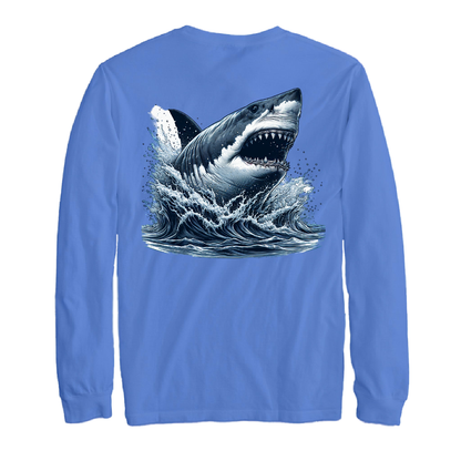 Cape Cod, MA Jaws Men's Cotton Long Sleeve Shirt