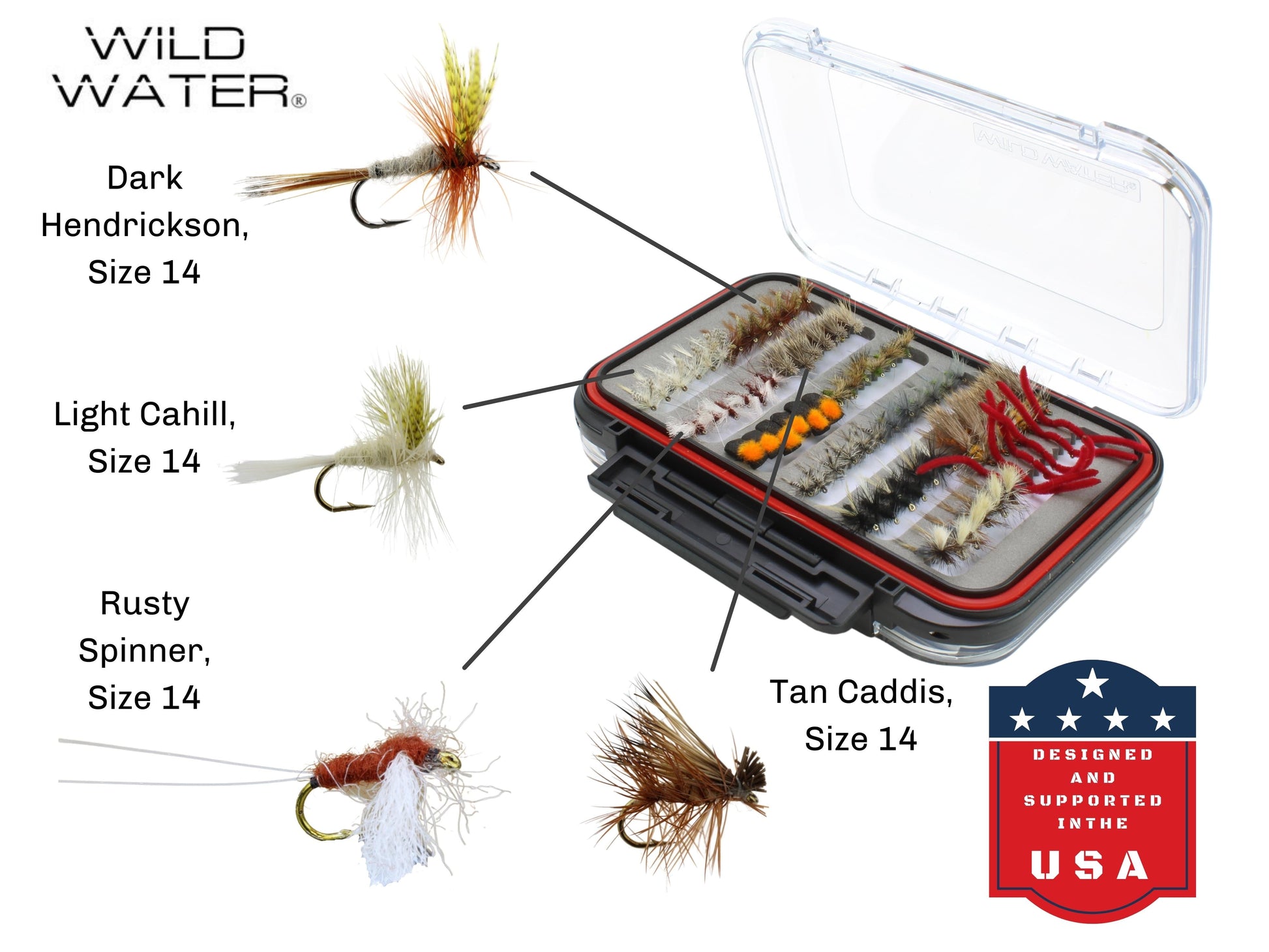 Wild Water Most Popular Flies Mega Assortment, 120 Flies with Large Fly Box | SendIt Sailing