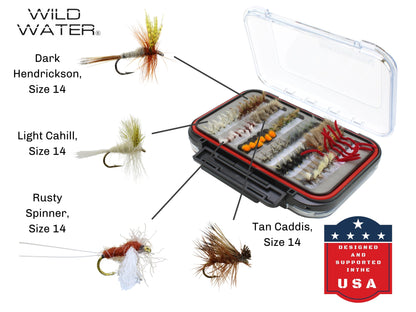 Wild Water Most Popular Flies Mega Assortment, 120 Flies with Large Fly Box | SendIt Sailing