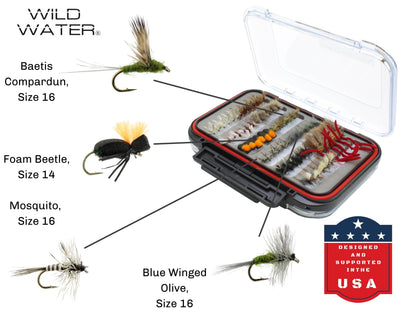 Wild Water Most Popular Flies Mega Assortment, 120 Flies with Large Fly Box | SendIt Sailing