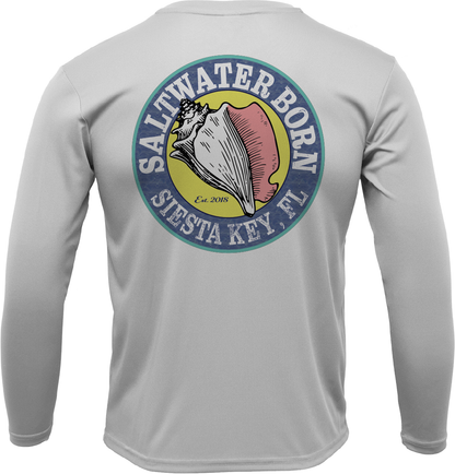 Siesta Key, FL Saltwater Born Circle Logo Long Sleeve UPF 50+ Dry-Fit Shirt