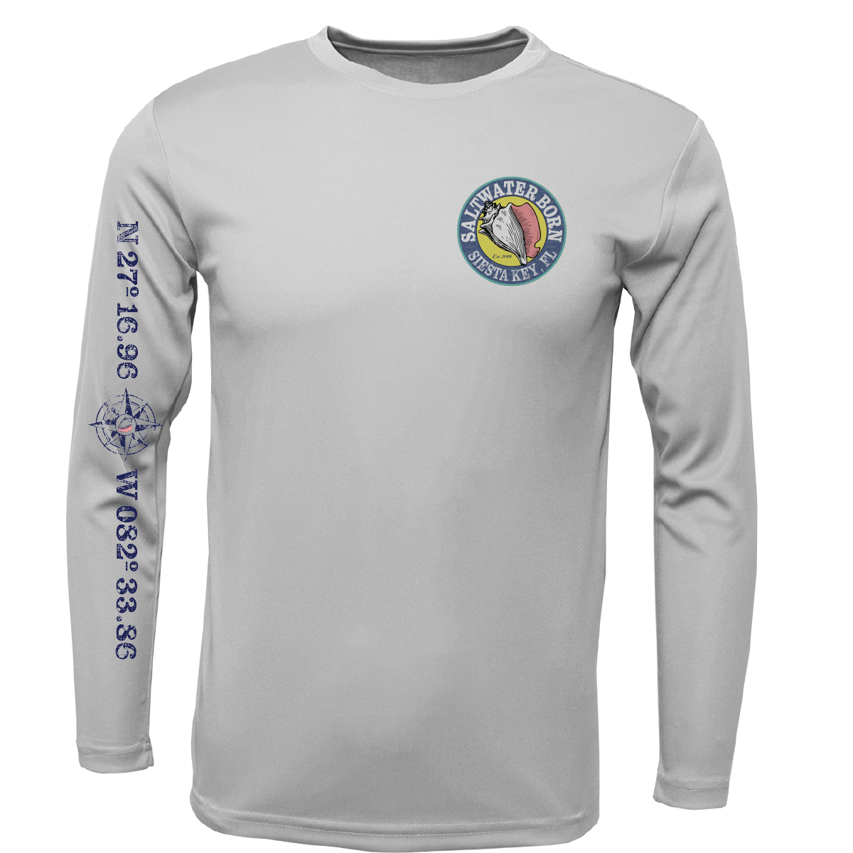 Siesta Key, FL Circle Logo Boy's Long Sleeve UPF 50+ Dry-Fit Shirt