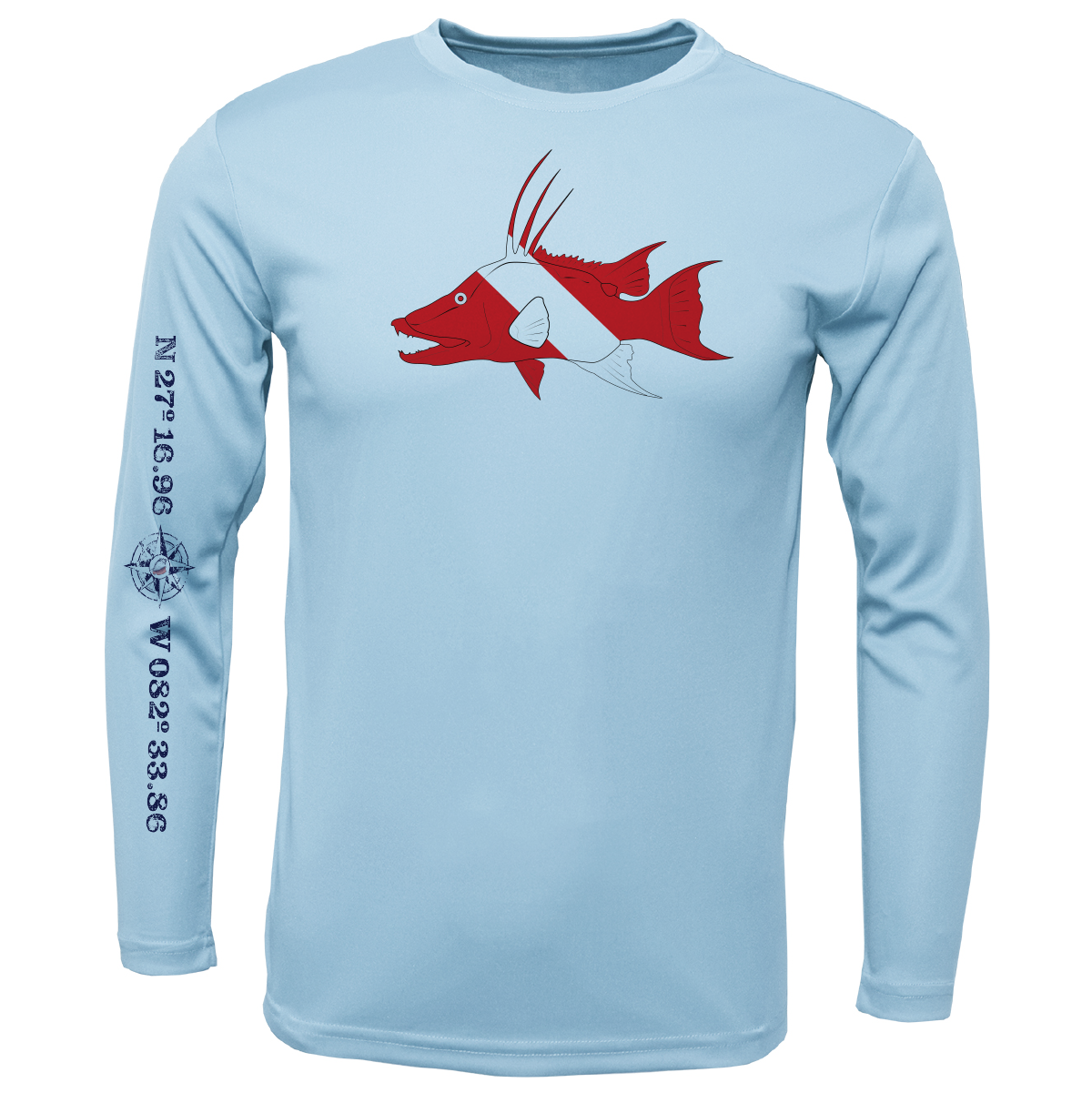 Siesta Key, FL Hogfish Diver Long Sleeve UPF 50+ Dry-Fit Shirt