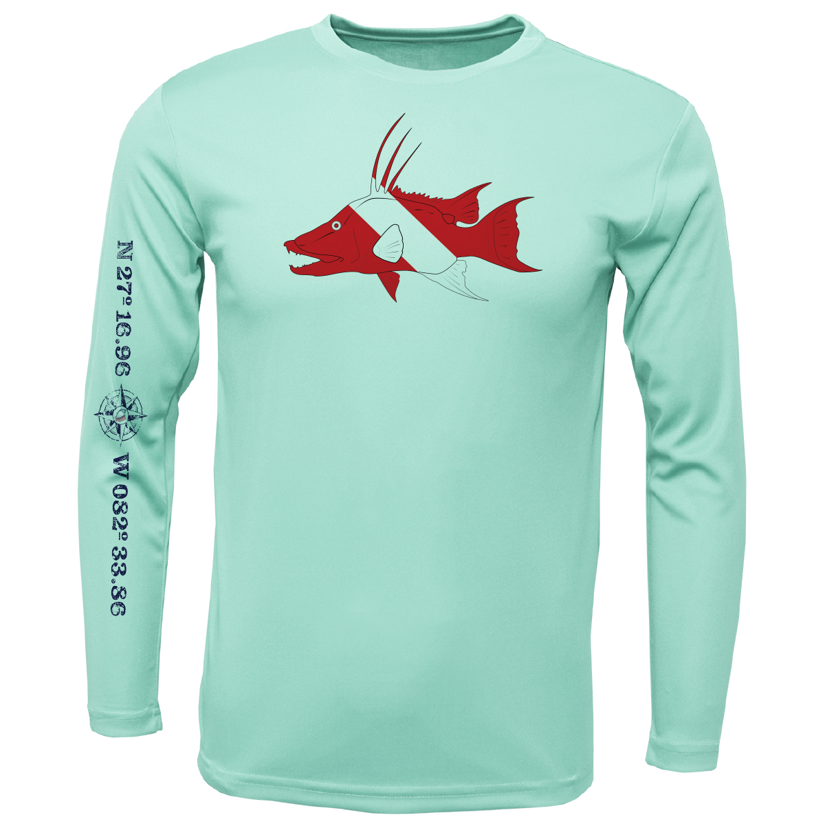 Siesta Key, FL Hogfish Diver Long Sleeve UPF 50+ Dry-Fit Shirt