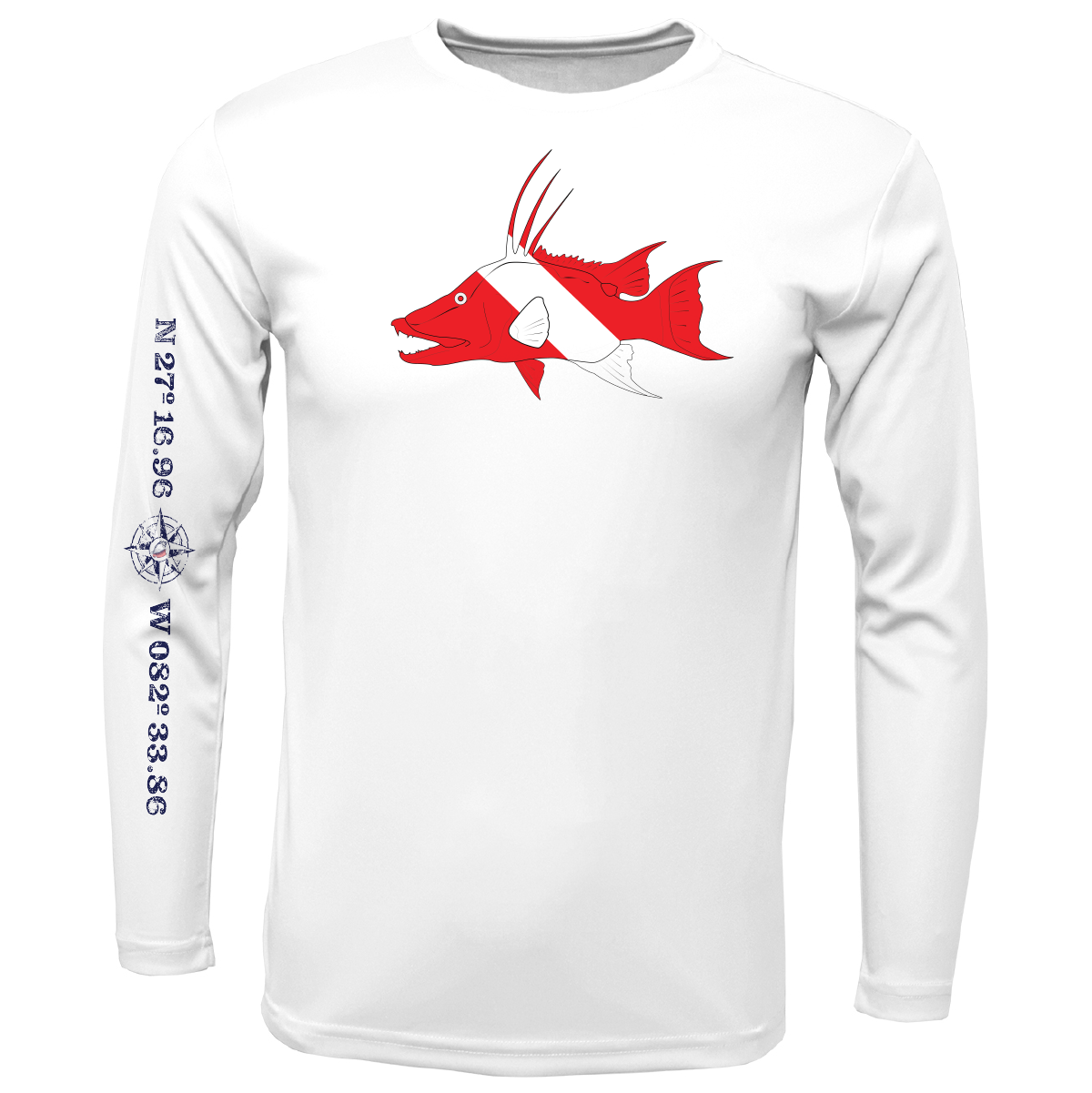 Siesta Key, FL Hogfish Diver Long Sleeve UPF 50+ Dry-Fit Shirt