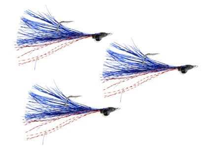 Wild Water Fly Fishing Metallic Blue and Red Heavy Clouser, Size 1/0 (Qty 3) | SendIt Sailing