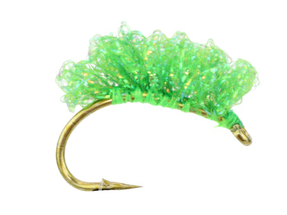 Wild Water Fly Fishing Steelhead Sucker Spawn, Metallic Green, Size 6 (Qty 4) | SendIt Sailing