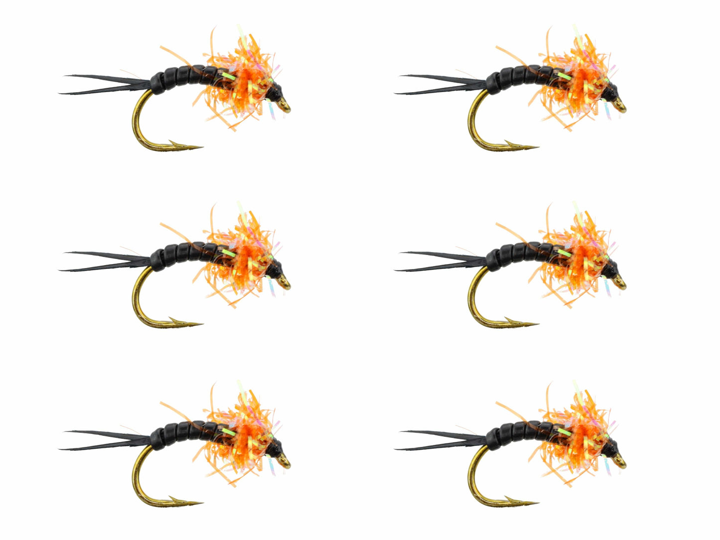 Wild Water Fly Fishing Estaz Stonefly, Metallic Orange, Size 6 (Qty 6) | SendIt Sailing