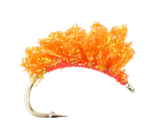 Wild Water Fly Fishing Steelhead Sucker Spawn, Metallic Orange, Size 6 (Qty 4) | SendIt Sailing