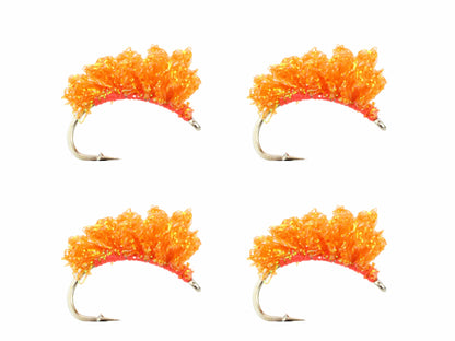 Wild Water Fly Fishing Steelhead Sucker Spawn, Metallic Orange, Size 6 (Qty 4) | SendIt Sailing