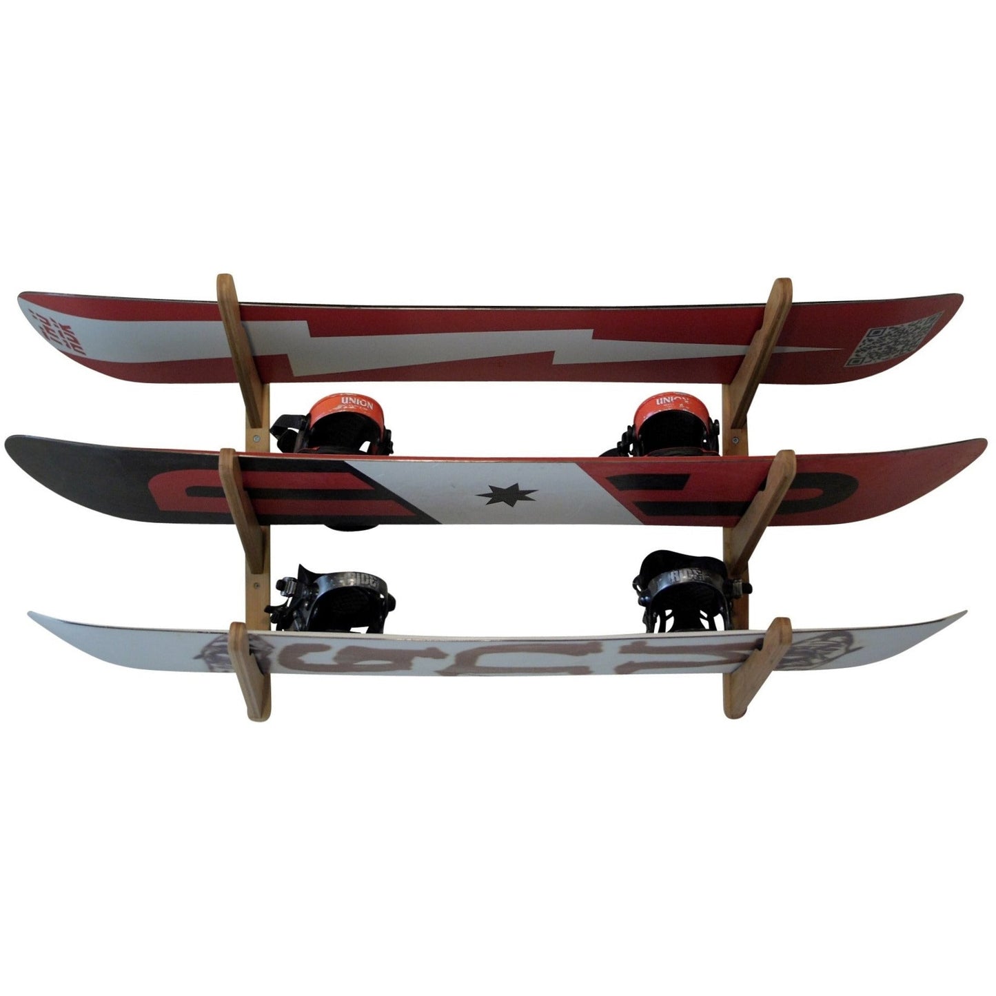 Triple Surfboard Wall Rack | Bamboo Rack Perfect for Surf, Wakeboards, Snowboards, Skateboards