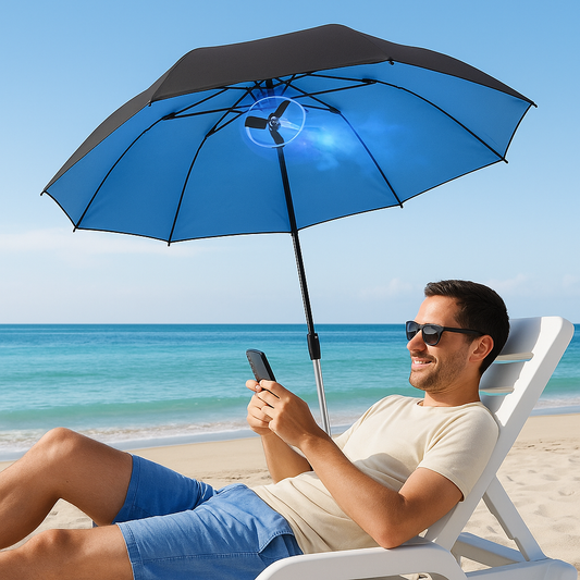 LITEGUEST Multifunction Fan Umbrella Cooling UV Protection Windproof