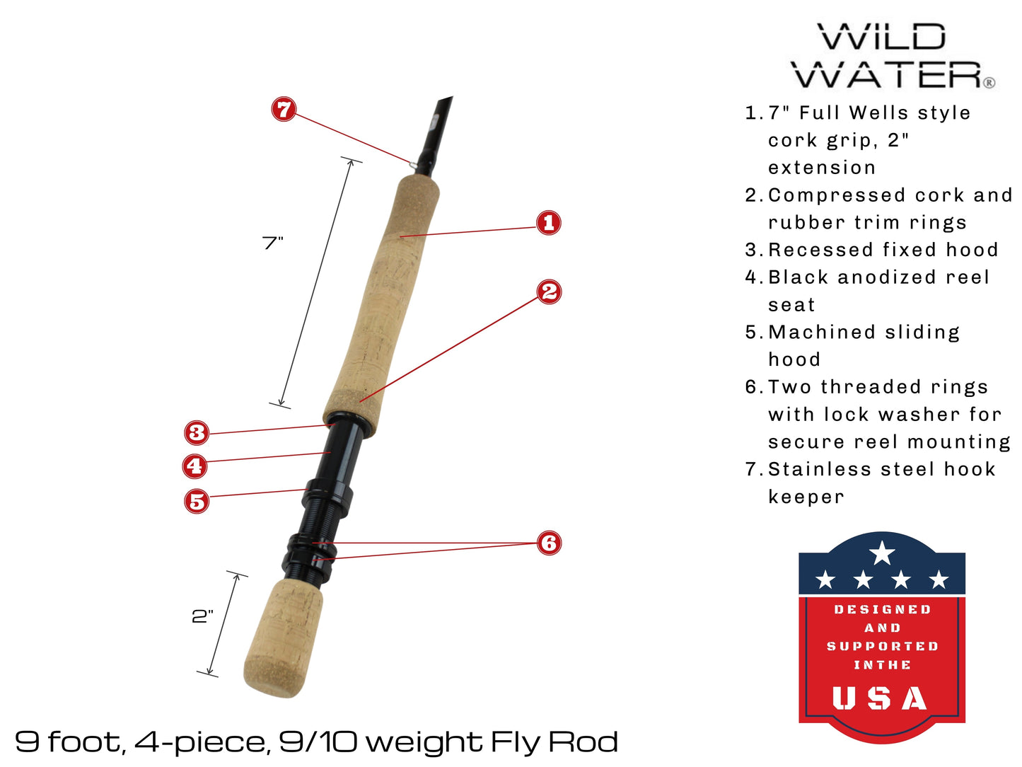 Wild Water Fly Fishing 9 ft 9/10 wt 4 Piece Fly Rod | SendIt Sailing