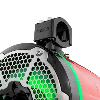 NXL 10" Neodymium Marine and Powersports Towers with Built-in Passive Radiator, 1" Driver and LED RGB Lights 300 Watts Rms -Red