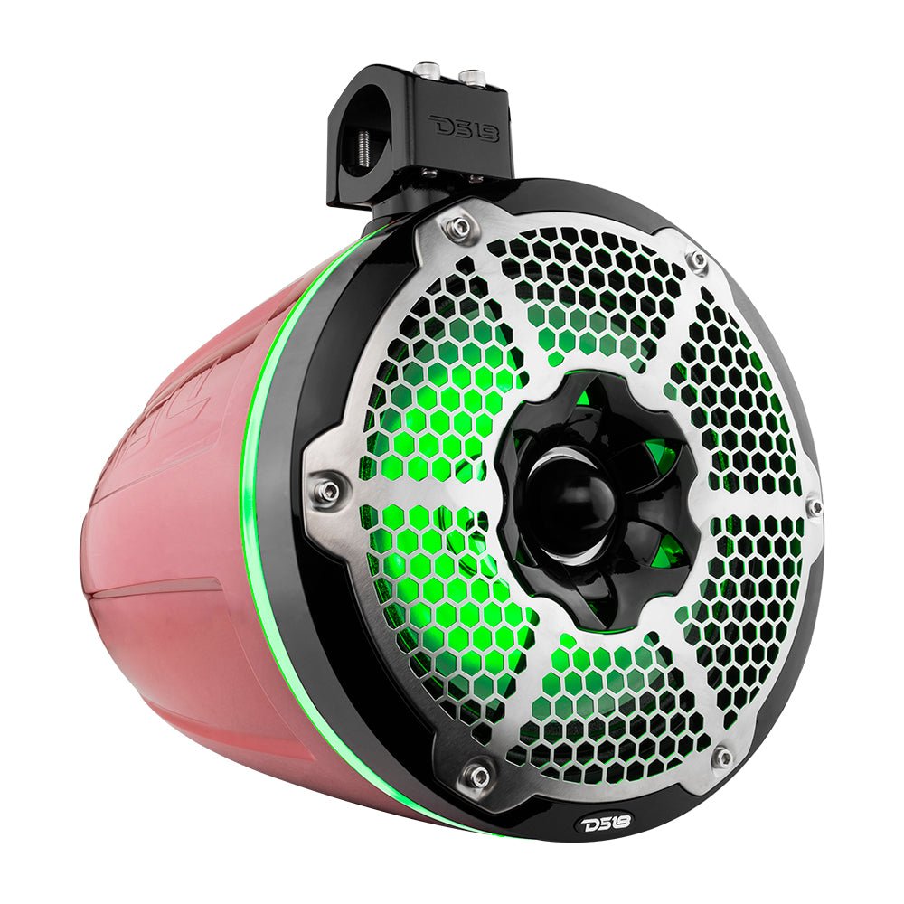 NXL 10" Neodymium Marine and Powersports Towers with Built-in Passive Radiator, 1" Driver and LED RGB Lights 300 Watts Rms -Red
