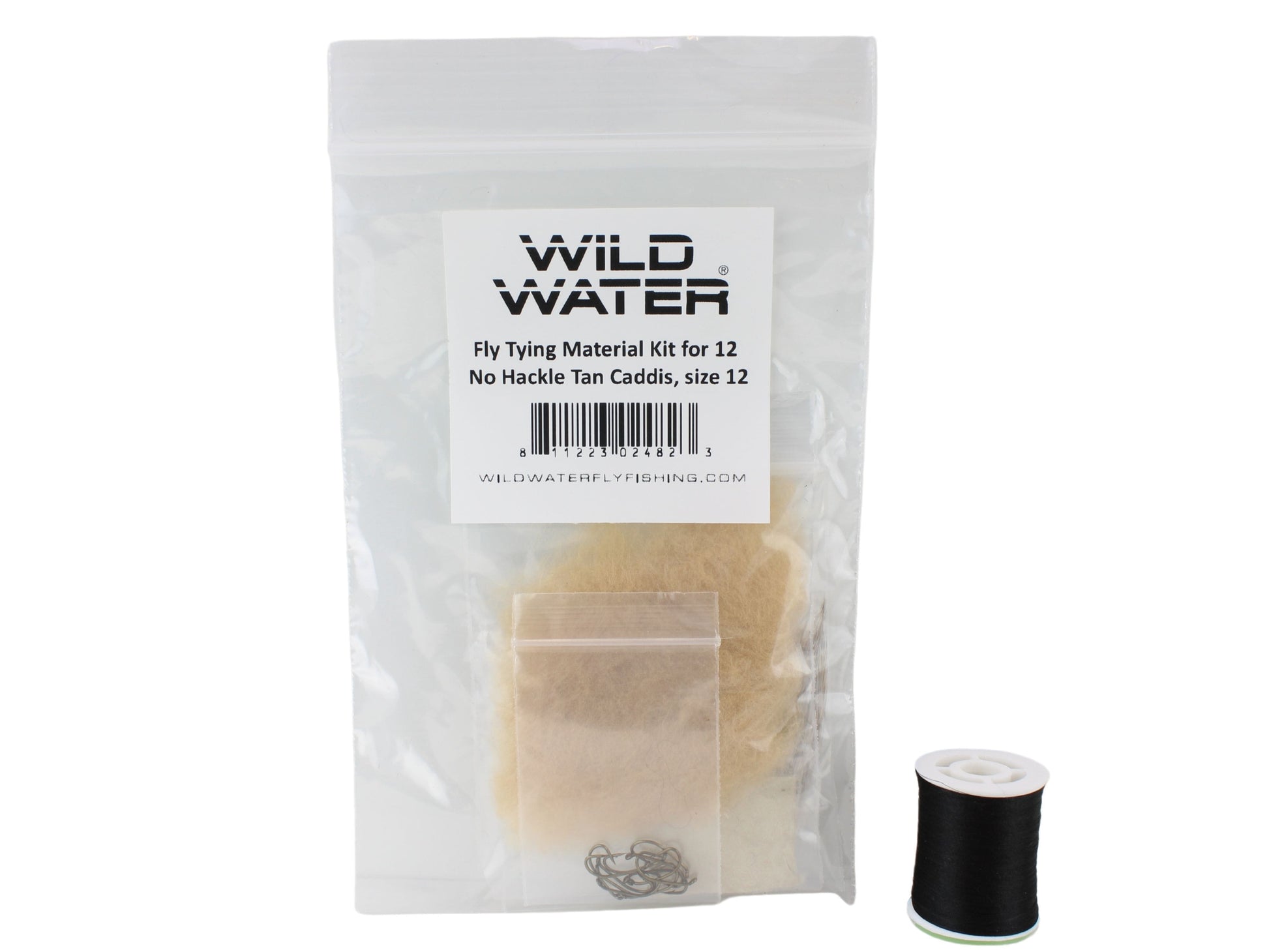 Wild Water Fly Fishing Fly Tying Material Kit, No Hackle Tan Caddis | SendIt Sailing