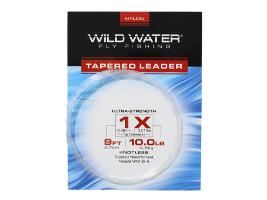 Wild Water Fly Fishing 9ft Tapered Monofilament Leader 1X (Qty 6) | SendIt Sailing