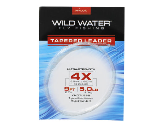 Wild Water Fly Fishing 9ft Tapered Monofilament Leader 4X (Qty 6) | SendIt Sailing