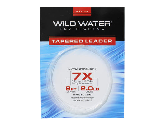 Wild Water Fly Fishing 9ft Tapered Monofilament Leader 7X (Qty 6) | SendIt Sailing