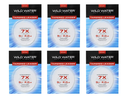 Wild Water Fly Fishing 9ft Tapered Monofilament Leader 7X (Qty 6) | SendIt Sailing