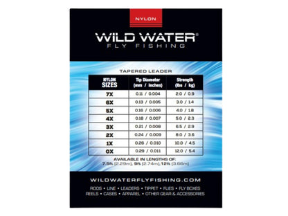 Wild Water Fly Fishing 9ft Tapered Monofilament Leader 0X (Qty 6) | SendIt Sailing