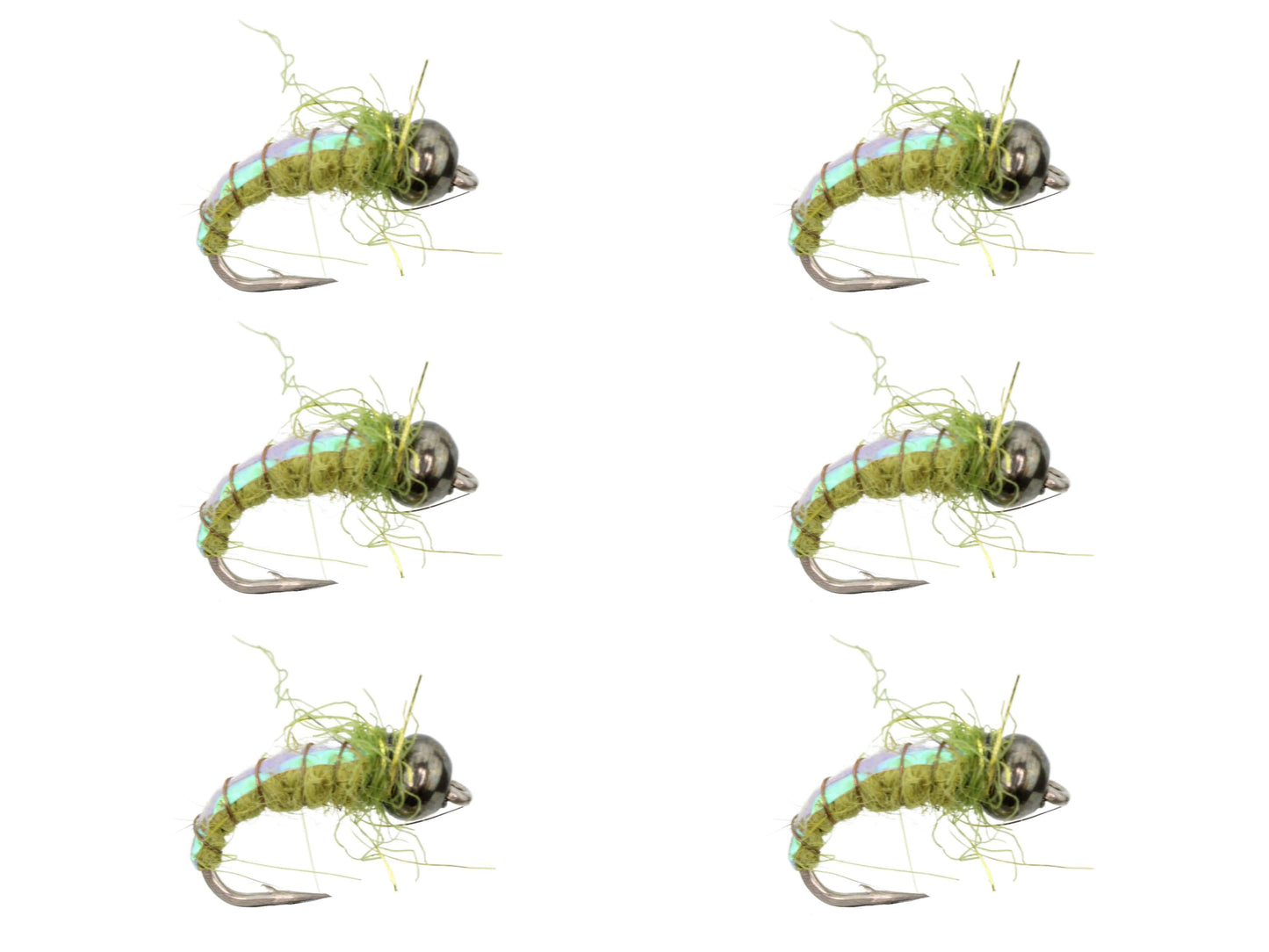 Wild Water Fly Fishing Olive Electric Caddis, Size 16 (Qty 6) | SendIt Sailing