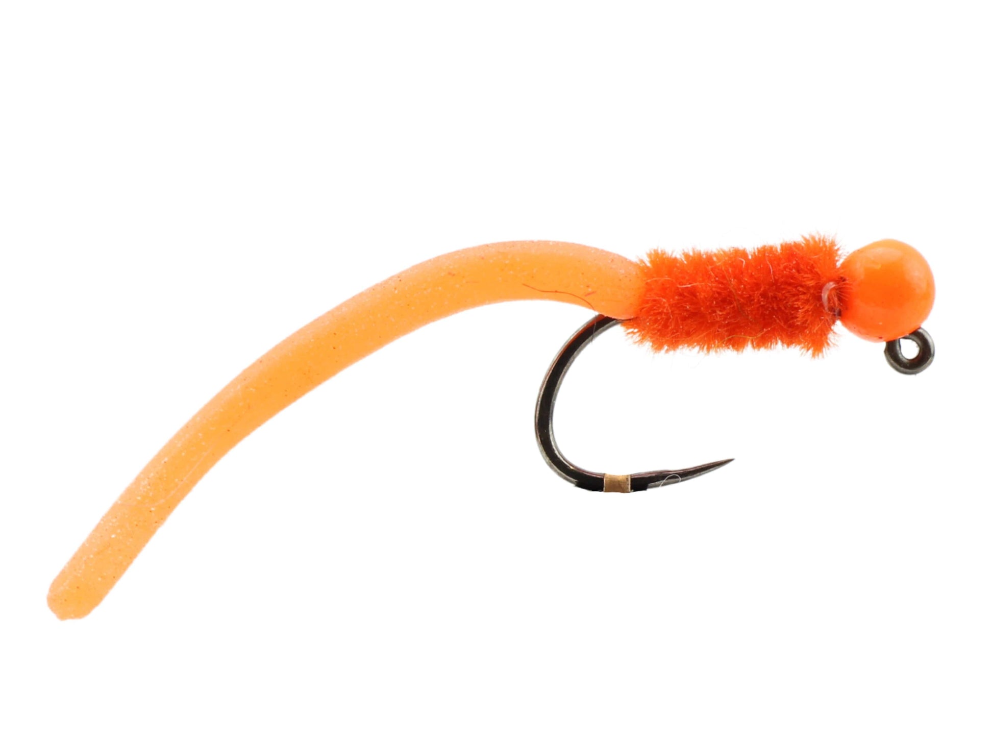 Wild Water Fly Fishing Tungsten Bead Head Orange Squirmy Worm, Size 12 (Qty 6) | SendIt Sailing