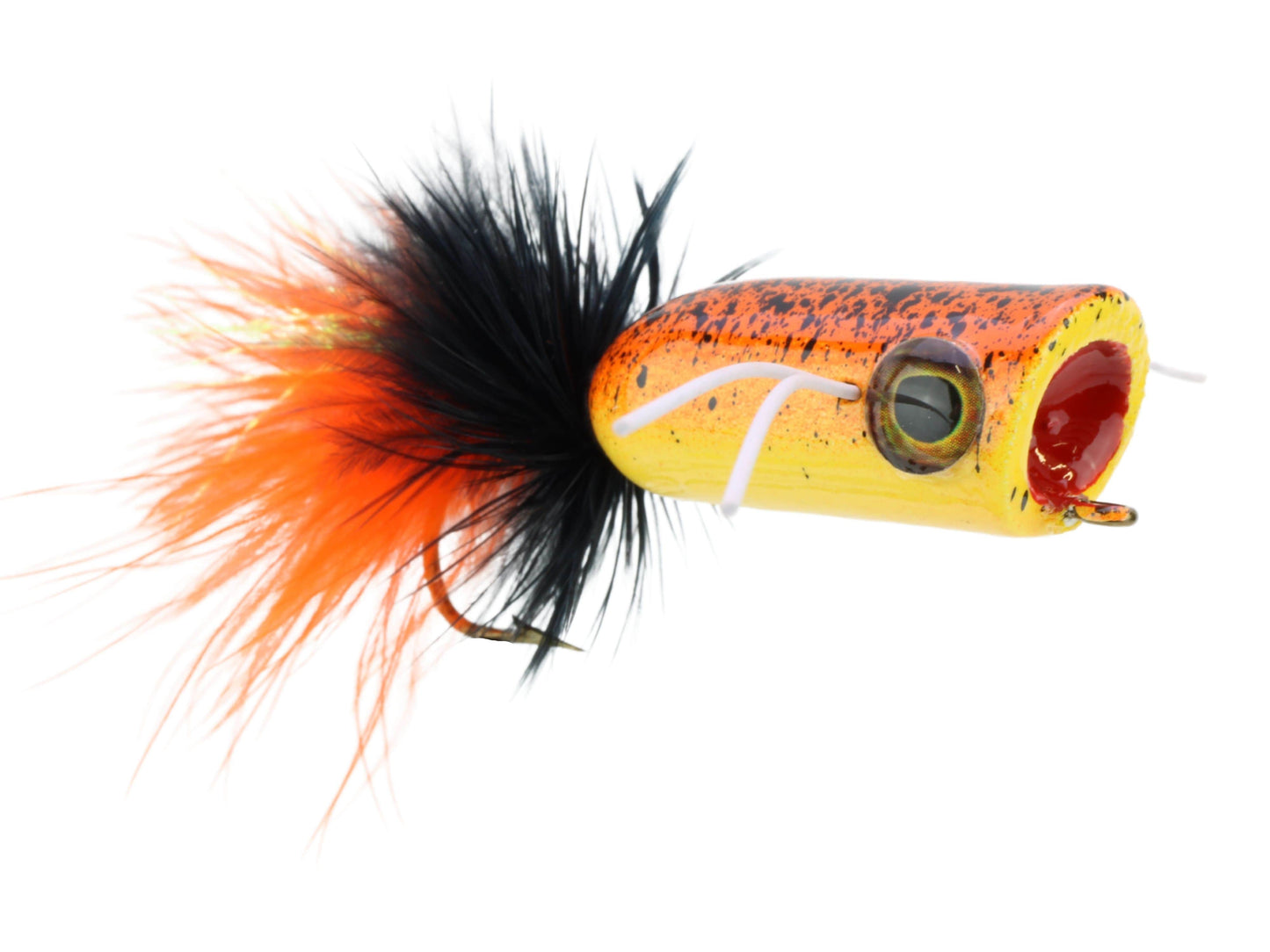 Wild Water Fly Fishing Orange Tiger Mini Bass Popper, Size1/0 (Qty 4) | SendIt Sailing