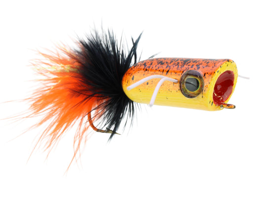 Wild Water Fly Fishing Orange Tiger Mini Bass Popper, Size1/0 (Qty 4) | SendIt Sailing