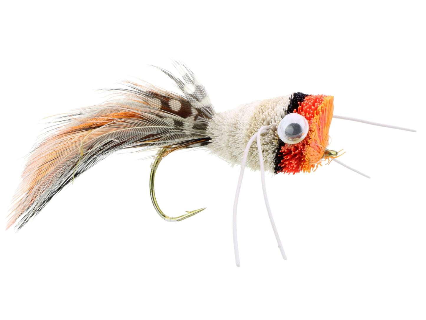 Wild Water Fly Fishing Orange, Red and White Deer Hair Bass Bug, Size 2 (Qty 2) | SendIt Sailing