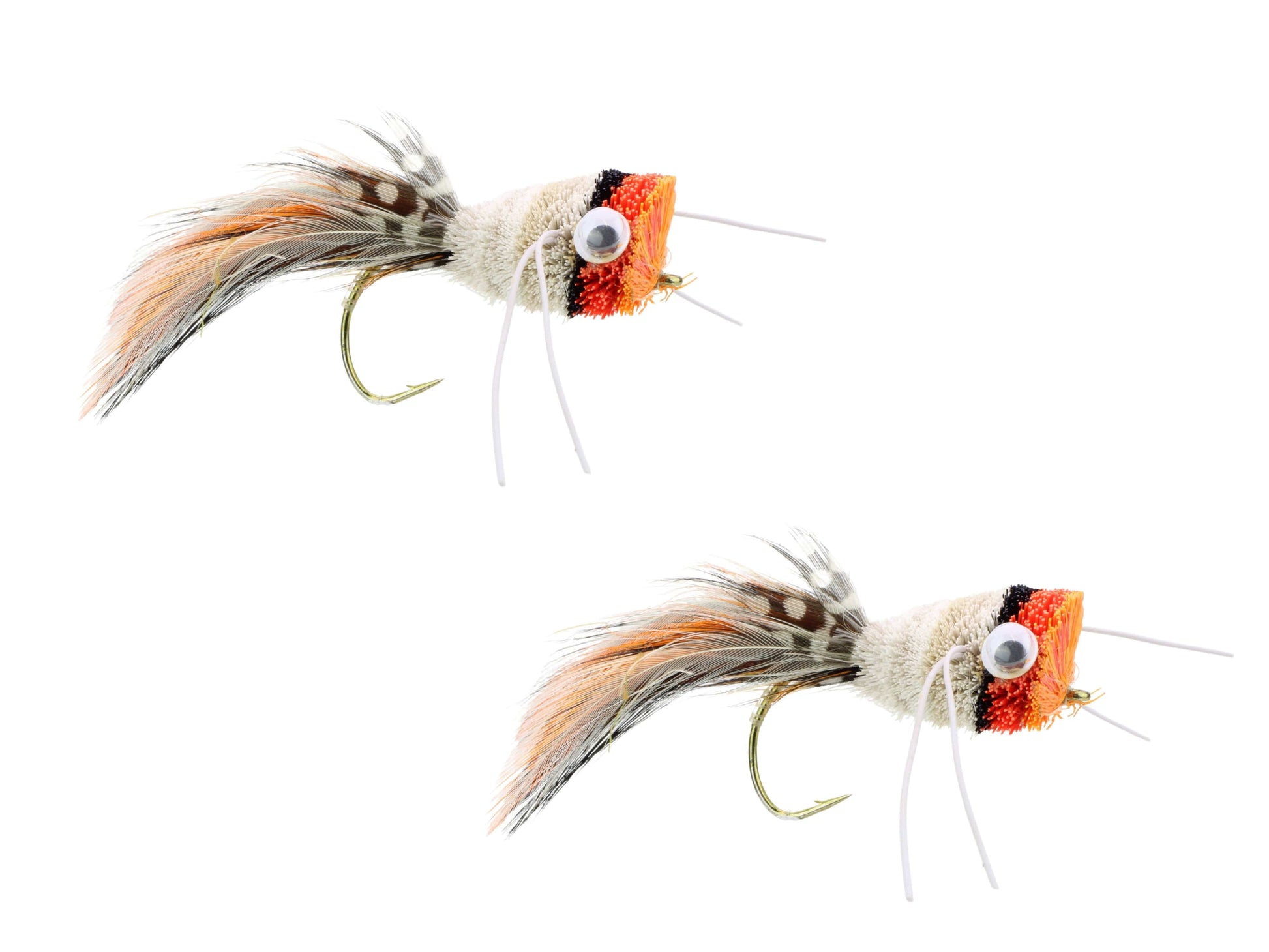 Wild Water Fly Fishing Orange, Red and White Deer Hair Bass Bug, Size 2 (Qty 2) | SendIt Sailing