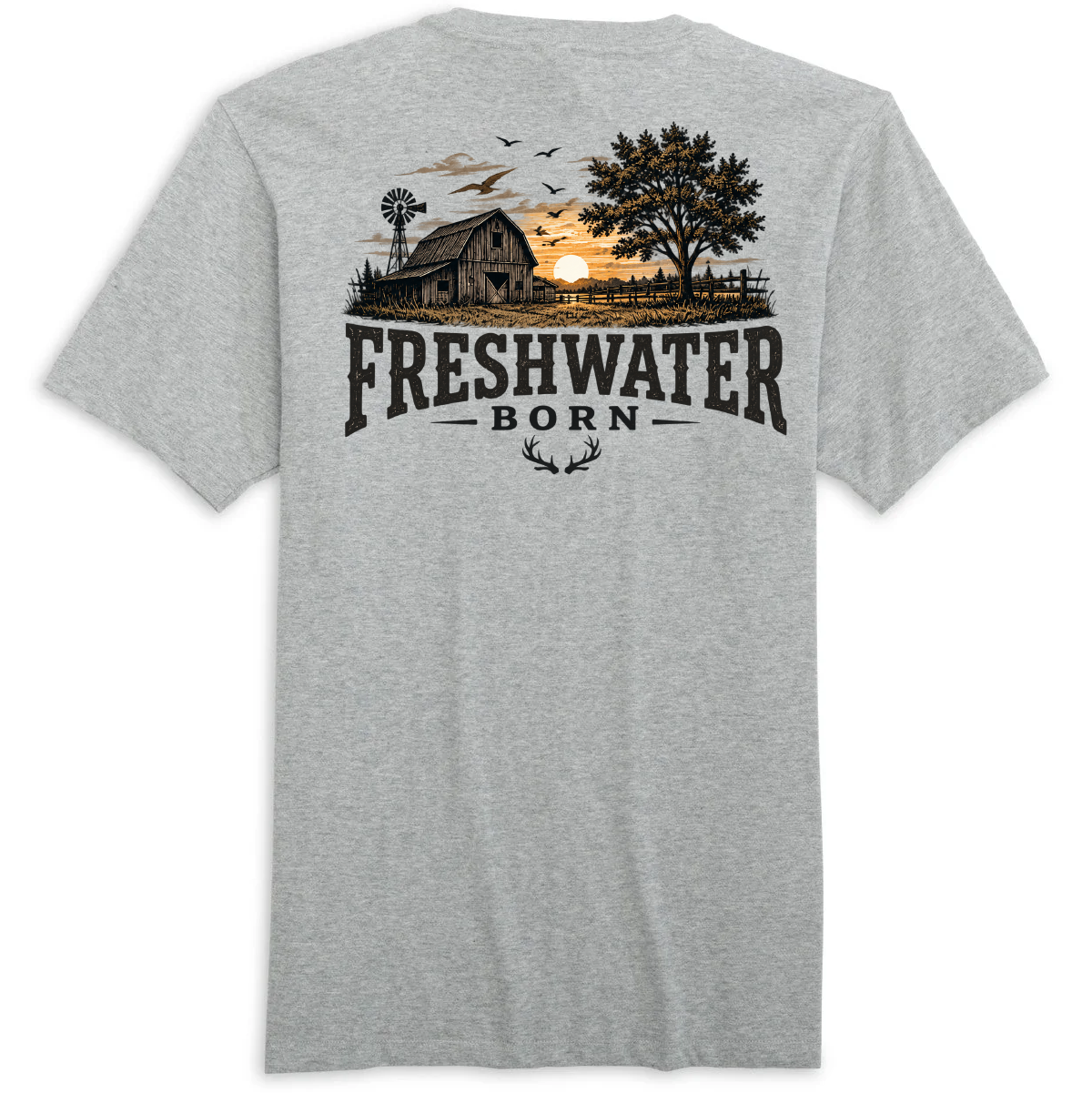 Freshwater Born- Heartland Heritage Men's Cotton Tee
