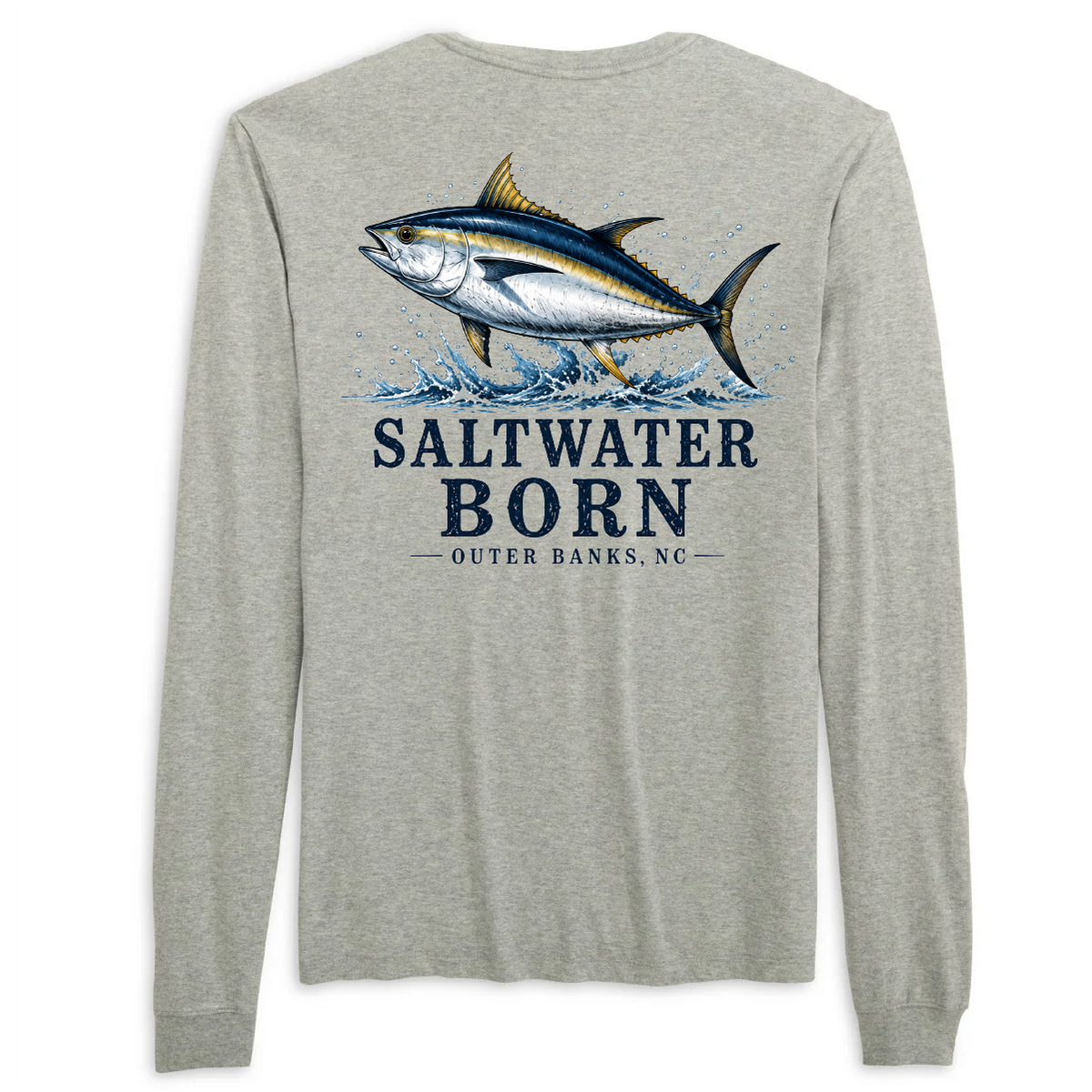 Outer Banks, NC Tuna Men's Cotton Long Sleeve Shirt