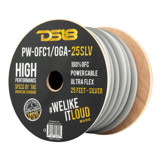 DS18 1/0-GA 100% OFC Ground, Power Cable, 25 Feet
