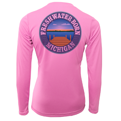 Michigan "Freshwater Hair Don't Care" Women's Long Sleeve UPF 50+ Dry-Fit Shirt