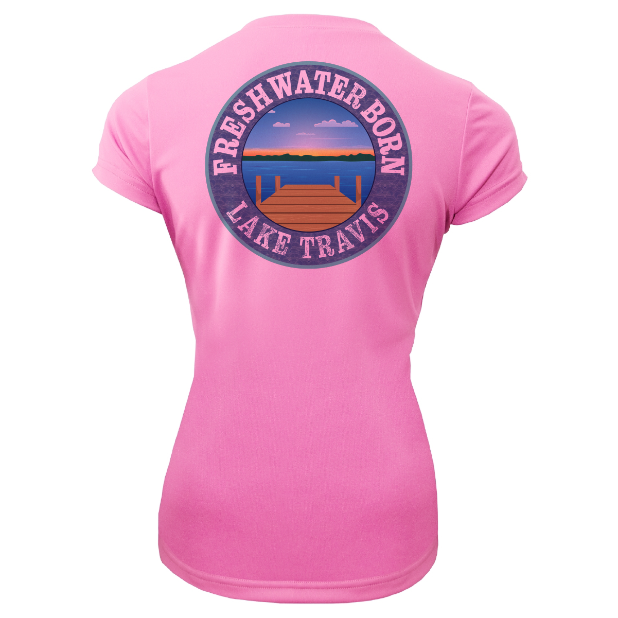 Lake Travis Freshwater Born SUP Flag Women's Short Sleeve UPF 50+ Dry-Fit Shirt