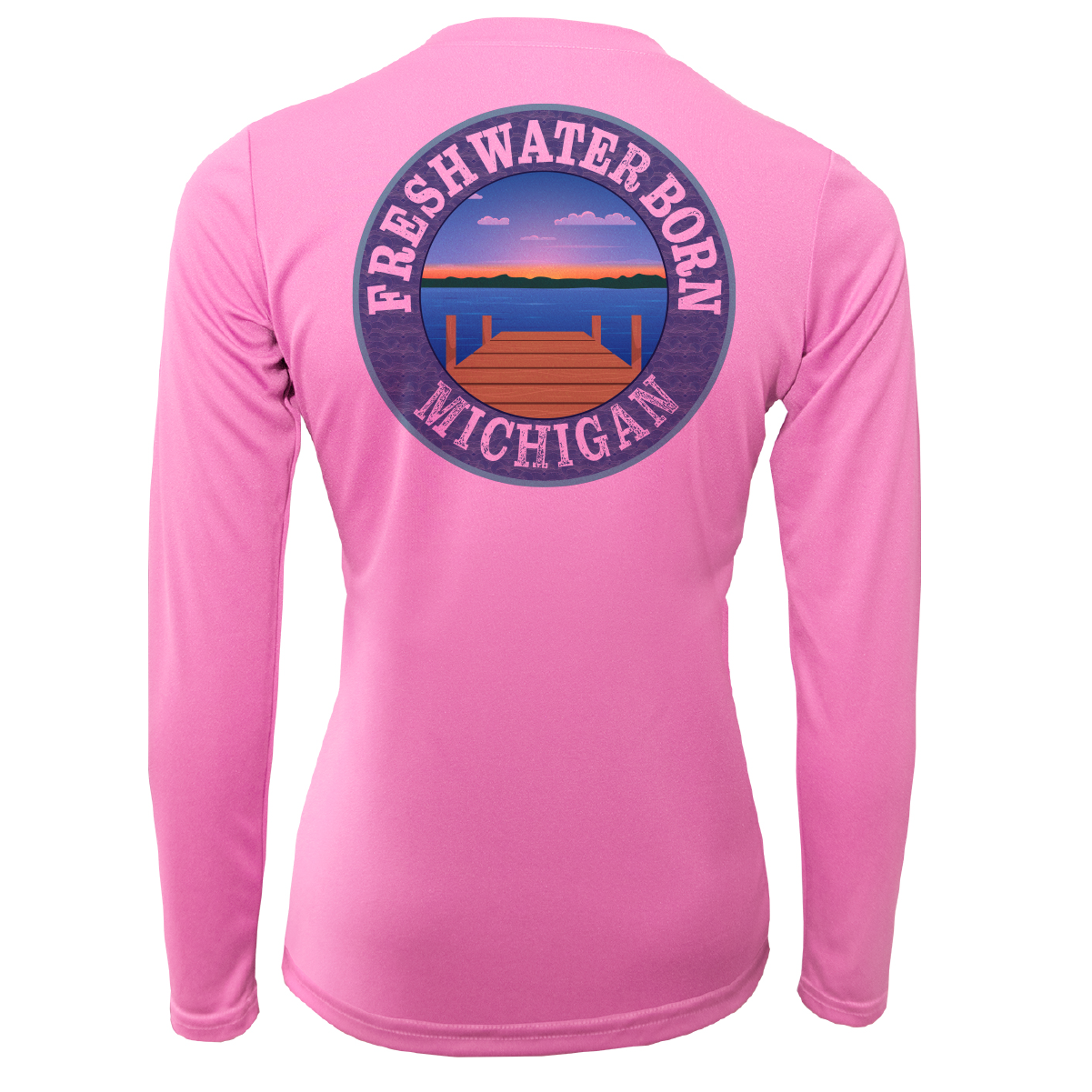 Michigan Freshwater Born SUP Flag Women's Long Sleeve UPF 50+ Dry-Fit Shirt