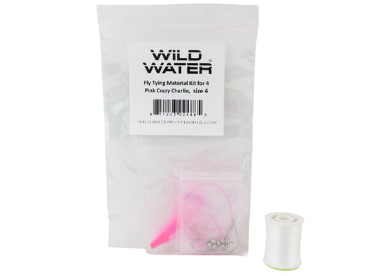 Wild Water Fly Fishing Fly Tying Material Kit, Pink Crazy Charlie | SendIt Sailing