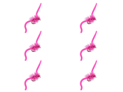 Wild Water Fly Fishing Tungsten Bead Head Pink Squirmy Worm 2.0, Size 12 (Qty 6) | SendIt Sailing