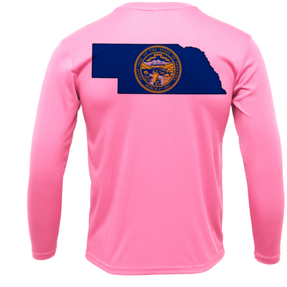 Nebraska Freshwater Born State Flag Men's Long Sleeve UPF 50+ Dry-Fit Shirt