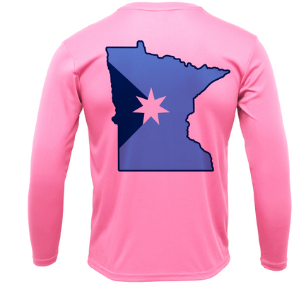 Bear Lake, MN Freshwater Born State Flag Men's Long Sleeve UPF 50+ Dry-Fit Shirt